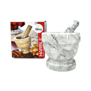 Marble Mortar and Pestle - Sevy - 5 1/4" x 4" ( هاون و دسته  مر مر سوی )