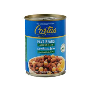 Fava Beans and Chickpeas Lebanese Recipe - Cortas - 398 ml ( کنسرو باقالی و نخود با دستور پخت لبنانی قُرطاس )